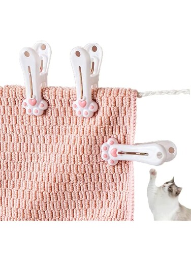 24Pcs Cute Plastic Clothespins, Laundry Clothes Clips, Traceless Clothes Pegs, Bag Clips, Food Package Clip, with Cute Cat Claw Pattern(Pink &amp; Gray)