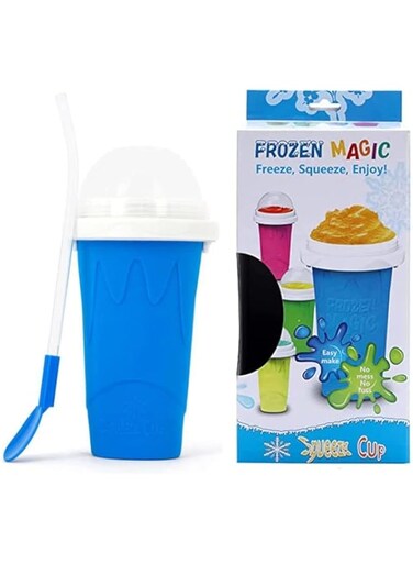 W WBLD Slushie Maker Cup,DIY Squeeze Quick Frozen Magic Smoothies Cup,TIK TOK Handmake Cool Stuff Ice Cream Milkshake Slushy Machine With Lids And Straws,Bule