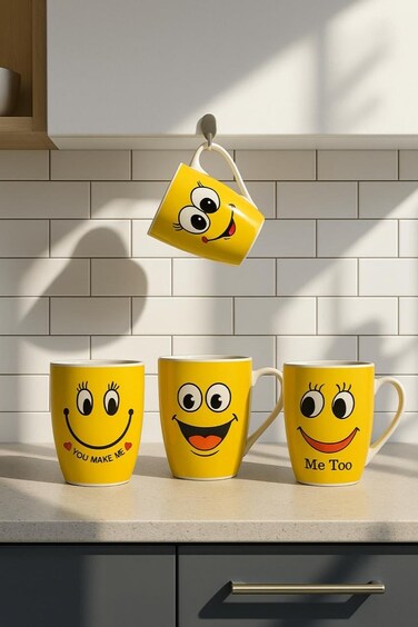 ARTFUL BLEND 4 Piece Set Ceramic Coffee Mugs, 16oz