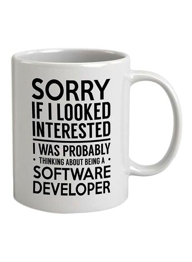 Print Quote Printed Ceramic Coffee Mug Black/White