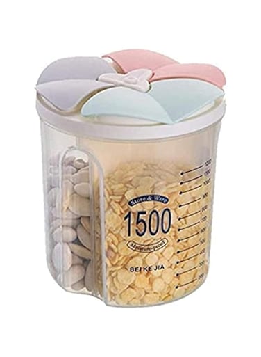 JANNAH Four-Grid Food Container with Lid Airproof Sealed [1500ml/Grey]