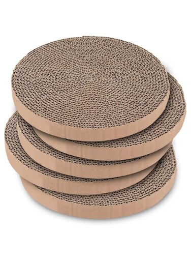 Best Pet Supplies Scratch and Spin Cat Scratcher Replacement Pads for Active Play, Natural Recycled Corrugated Cardboard, Supports Behaviors, Relieves Stress - 5 Count