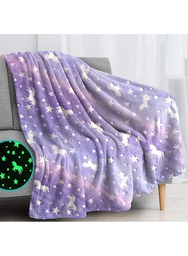 HOME Kids Glow in The Dark Blanket Soft Throw All Seasons for Couch Sofa Bed 150 x 120cm