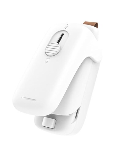 IRGRMIE Portable Sealer, Handheld Vacuum Sealer, 2 in 1 Heat Sealer &amp; Cutter, Portable Bag Resealer for Plastic Bags/Grocery Bags/Jewelry Bags/Store Snacks Freshness (White)