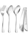 E-far Large Serving Utensils Set of 8, Stainless Steel 9.8 Inch Serving Spoons Slotted Spoon, 9.9 Inch Serving Fork, 9.4 Inch Serving Tong for Buffet Catering Banquet, Mirror Finish &amp; Dishwasher Safe