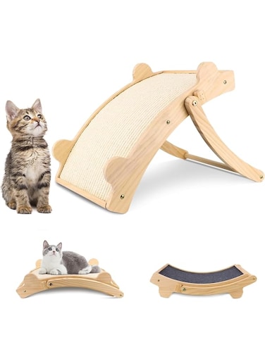 Hcosmy 3 in 1 Cat Scratcher, Cat Scratching Boards for Indoor Cats Wooden Structure Cat Scratching Board Reversible Transformable and Durable no Assembly Required