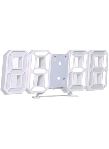 Digital Clock, Fawoonu 3D LED Digital Clock Glowing Night Mode Brightness Adjustable Electronic Table Clock 24/12 Hour Display Alarm Clock Wall, black