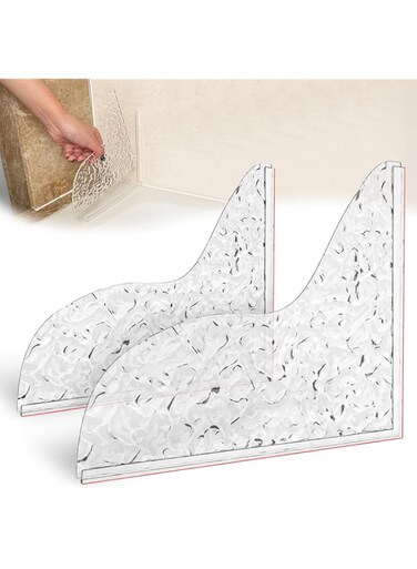 Honitra Shower Splash Guard with Adhesive, 2 Pieces Water Texture Shower Corner Water Protection, Tub Splash Guards to Keep Water in the Shower, Bathroom Splash Guard for Bathtub