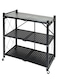 3-Tier Foldable Storage Kitchen Rack, Multi-Function Standing Kitchen Cabinet with Wheels, Folding Shelf and Organisers
