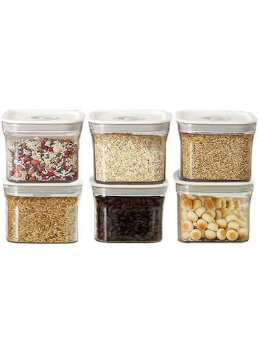 GGEROU Airtight Food Storage Containers,Set of 6，Food Grade Plastic Sealed Storage Tank with Lock Lids,Kitchen Pantry Organization Storage Jars,Moisture Proof,for Candy,Coffee,Cereal (6*S:500ML)