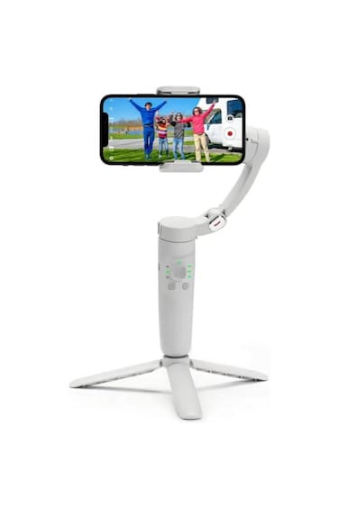 Foldable 3-axis gimbal stabilizer with face/object tracking, ideal for vlogging, TikTok &amp; YouTube.