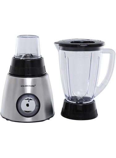 Olsenmark 400W 3 in 1 Multifunctional Blender - Stainless Steel Blades, 4Speed Control with Pulse - 1.5L Jar, Over Heat Protection - ChopperGrinder &amp; Smoothie Maker - 1.2M Cord