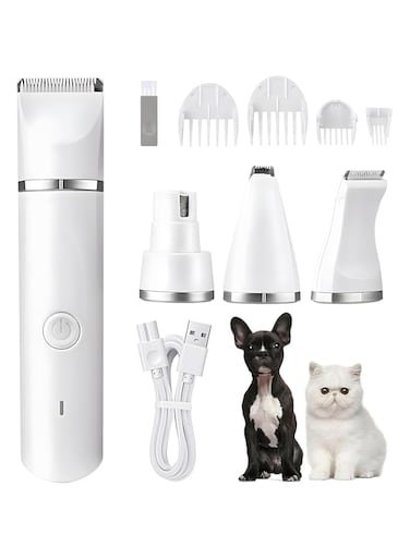 Bolivia's Electric Pet Hair Trimmer, Dog Clippers Grooming Kit, Low Noise Paw Trimmer, Multi-Functional Electric Dog Clippers, Rechargeable Cordless Quiet Nail Grinder Shaver for Cats and Other Pets