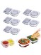 COOLive 12PCS Double Compartment Condiment Containers with Lids, Portable Reusable Sauce Container,2 Compartment Snack Containers for Condiments or Dips, Disposable 2 Snack Containers