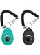 Oasisgalore 2pcs Dog Training Clickers with Wrist Strap and Clasp, Lightweight Durable Pet Trainer Clear Sound Pup Training Clicker for Dog Puppy Cat, Gift for Pet Lovers (Black + Lake Blue)