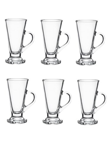 6 Piece Elegant Glass Set with Handles, 230ml Capacity - Clear