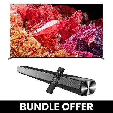 Sony Bravia XR 65 Inch 4K Mini LED TV &amp;amp; 2.0 Ch Soundbar Bundle with Google TV, Dolby Atmos, 4K Gaming &amp;amp; USB, HDMI ARC, &amp;amp; 3D Immersive Sound - XR-65X95K+SOUNDBAR