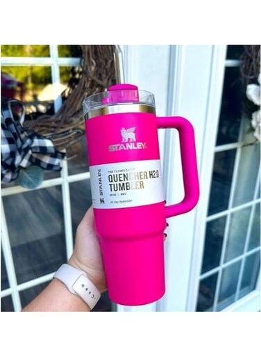 Quencher H2.0 FlowState&acirc;&bdquo;&cent; Tumbler, 1.18L (40oz) &acirc;&euro;&ldquo; Fuchsia   Stainless Steel Vacuum Insulated Reusable Tumbler with Leak-Resistant Lid &amp; Straw   Hot &amp; Cold Drink Travel Cup for Water, Coffee, Iced Tea   BPA-Free, Eco-Friendly, Durable &amp; Stylish