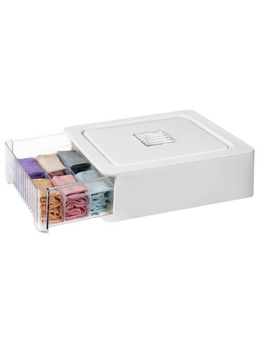 Organizer for Clothing 12 Cell Clear Drawer and Closet Storage Boxes with Lid Closet Underwear Organiser Storage Dresser Drawer Dividers for Clothing Underwear Bras Socks