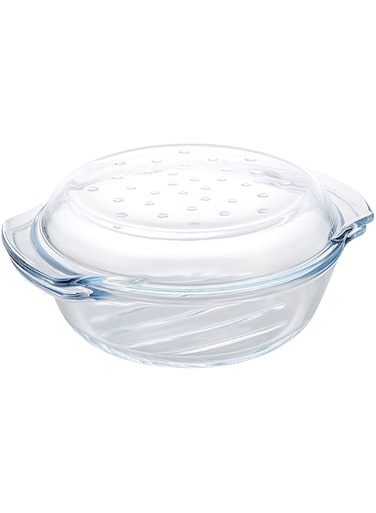 Termisil, Round Glass Casserole, 2,4L,borosilicate (heat-resistant) glass, suitable for Gas Cooker, Electrical Cooker, and oven.