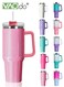 40 oz Tumbler with Handle and Straw Lid Reusable Stainless Steel Water Bottle Travel Mug Cupholder Friendly Insulated Cup Holiday Gifts for Women Men Him Her Pink 1100ML