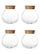 4-Piece Glass Storage Jar With Airtight Bamboo Lid Clear/Brown 500ml