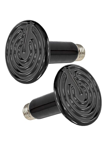 ECVV Reptile Heat Lamp Bulb 150W 2-Pack, Ceramic Infrared Heating Light No Harm Emitter Bulbs for Amphibian Pet &amp; Incubating Chicken