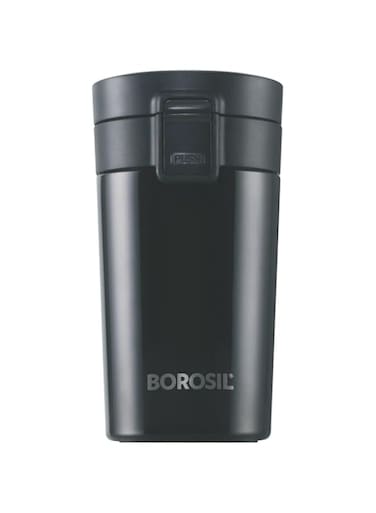 Borosil Coffeemate Insulated Mug, Vacuum Insulated Travel Coffee Mug with Lid, 8 Hours Hot and 14 Hours Cold, 300 ml (Stainless Steel)