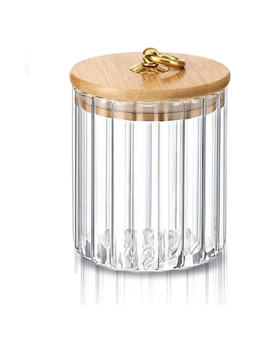 Glass Airtight Storage Jar, Coffee Nuts Canister, with Bamboo Lids, Metal Handle, Clear Glass Containers, Glass Storage Containers with Lids, for Kitchen Storing Candy, Pasta, Oatmeal, Spices, Samll