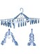 NALACAL Foldable Clip Hangers Drip Hanger Plastic with 32 Drying Clips Wind-Proof Hook Underwear Hanger with Clips Plastic Laundry Clip Drying Rack Hanger for Socks Bras Lingerie Clothes Blue