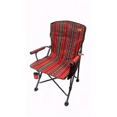 Green Lion Heritage Foldable Chair with Cup Holder, Heavy-Duty Iron Frame, 200kg Load