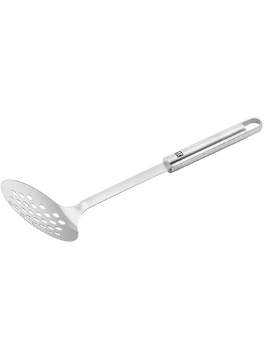 ZWILLING Pro 33cm Skimming Ladle. Premium quality, stainless steel. Ergonomically designed handles. Hygienic and Dishwasher-safe.