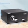 Wide Biometric Safe Box, Fingerprint &amp; Key Lock, Hotel Style Security Deposit Safe for Cash, Documents, Laptop (RBFPB20, 20x42x37cm) Black