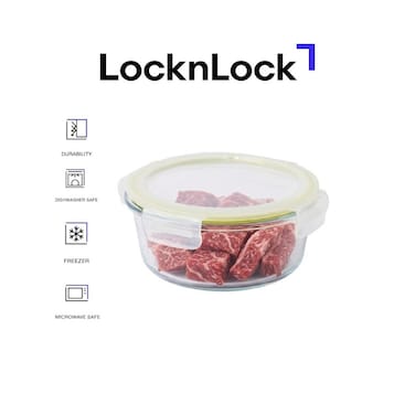 LocknLock Fresh Oven-Safe Glass Round Container 635ml &ndash; Airtight, Leakproof &amp; Heat-Resistant