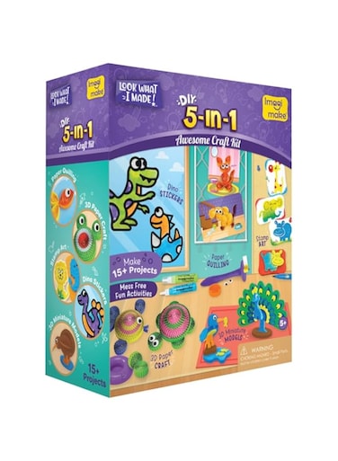 Imagimake Clay 5-In-1 Awesome Craft Kit- Kids - Arts And Crafts For Kids Ages 6-8    5 Craft Techniques- 15+ Projects - Gift For 5, 6, 7, 8 Year Old Girls &amp; Boys, Multi