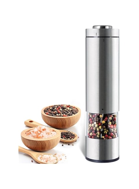 Electric Salt and Pepper Grinder Set, Larger Rechargeable Automatic Salt and Pepper Mill Grinder with 6 Adjustable Coarseness, Electric Salt and Pepper Shakers,Silver (Stainless steel 2)