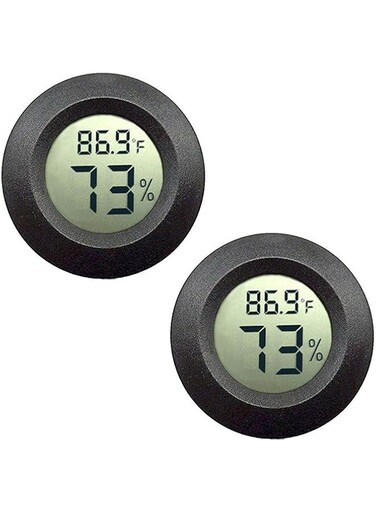 SWIUKPHE Mini Digital Hygrometer Thermometer Gauge 2 Pack, Indoor Outdoor Temperature Humidity Meter for Greenhouse Humidors Incubators Reptile Terrarium Jars, Fahrenheit (℉) or Celsius(℃) (2)