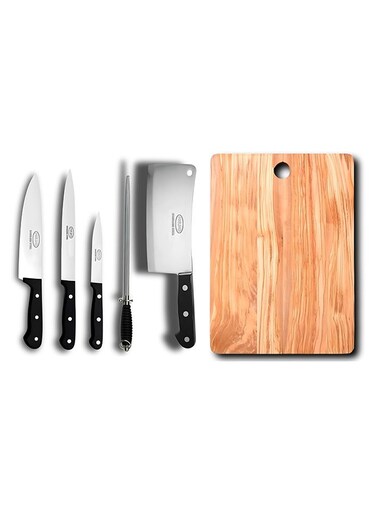 5 Piece Knife set With Cutting Board Black 21X4X34cm