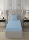 Home Single Sheet 120 Thread Count Luxirious Mercerised 100% Cotton Bedding Solid Pre Shrunk Percale Finish Bed Linen 2 Bedsheet and 2 Pillow Case - Sky Blue (152 * 229 CM)