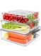 10 Pack Clear Stackable Fridge Organiser Bins with Lids &amp; Drain Tray, Large Size Plastic Food Storage Containers for Fruit &amp; Vegetable Storage, Kitchen Storage &amp; Organisation (3 different sizes)