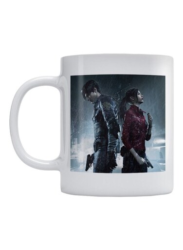Resident Evil Game Printed Ceramic Coffee Mug White/Grey/Red 350ml