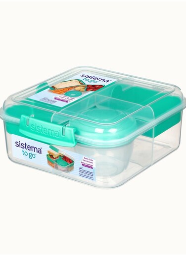 Sistema 1.25 LiterTeal Bento Box : Portable Meal Container, On-The-Go Launch Box, Meal Prep Container, Lunchbox With Compartments, Food Storage Solution - Leak-proof - Portable - BPA-free