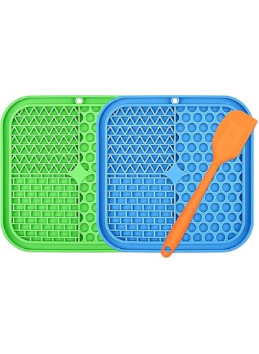 DUBKART Dog Lick Pad, 2pcs Dog Licking Mat Slow Feeder Dispensing Treater Lick Pad Pet Treat Mat with Suction for Pet Bathing Grooming, and Dog Training