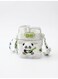 Panda Square Water Bottle with Straw &amp; Shoulder Strap - 500ml, Portable Sipper for Kids &amp; School