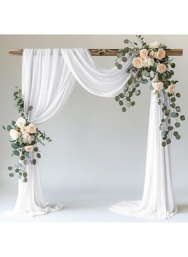 MISTHO Wedding Arch Draping Fabric, 1 Panel 29.5" x 19Ft White Wedding Arch Drapes Sheer Backdrop Curtain for Wedding Ceremony Party Ceiling Decor (White)