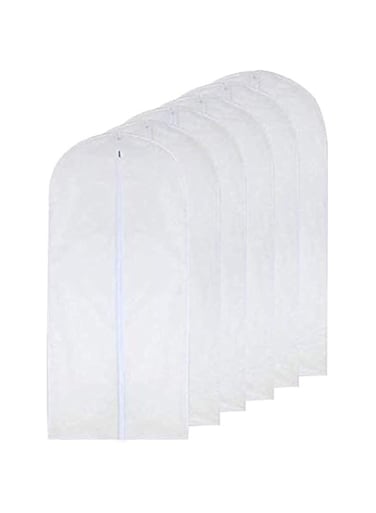 6pcs/Set Dust Cover Garment Bag Clear for Long Dress 60 X 120CM Moth Proof Garment Bags White Breathable Full Zipper Dust Cover for Clothes Storage Closet