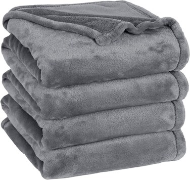 Home King Size (230cm x 275cm) 300 GSM Fleece Blanket with Wider Stitched Border, Ultra Soft, Lightweight &amp; Velvety, Lint-Free &amp; No Pilling, All Seasons, Dark Grey