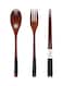 3-Piece Wooden Dinnerware Set Multicolour
