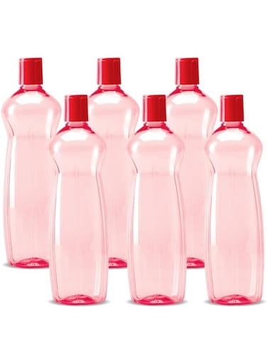 Milton Pacific Water Bottle with Lid Reusable Leakproof 34 Oz Set of 6-Pack Red, Plastic Large Big Drink Bottle Perfect for Cycling Camping Hiking Gym Yoga Travel, Outdoors, Great for Juices Milk