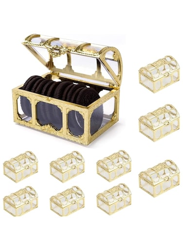 NALACAL Candy Box Treasure Box Design for Chocolate Wedding Candy, Transparent Jewelry Box Chocolate Packaging Gift Decoration Display Box for Wedding Party Anniversary Birthday Gift Gold 10 Pcs